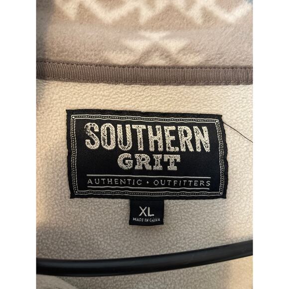 Southern Grit Aztec Fleece 1/4 Snap Pullover Brown Gray White  Men's XL - Picture 3 of 8